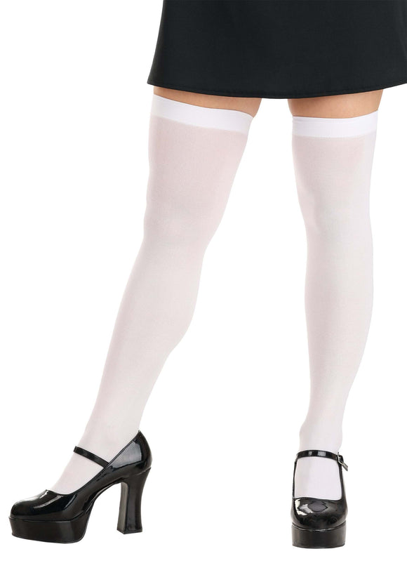 Women's White Thigh High Stockings