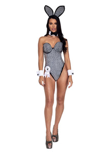 Playboy Women's Sexy Black and Silver Rhinestone Bunny Costume | Playboy Costumes