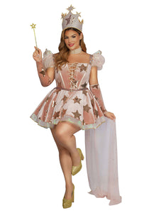 Women's Plus Size Sexy Glitter Star Velvet Good Witch Costume | Sexy Witch Costumes