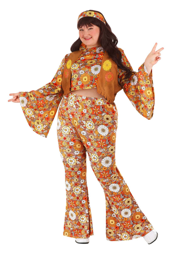 Women's Plus Size Autumn Flower Hippie Costume