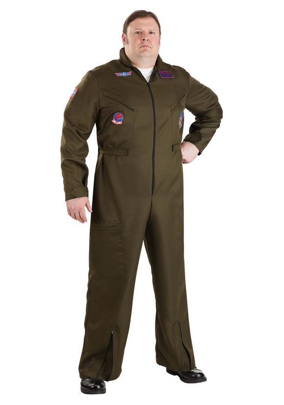 Plus Size Top Gun Deluxe Flight Suit Men's Costume | Top Gun Costumes