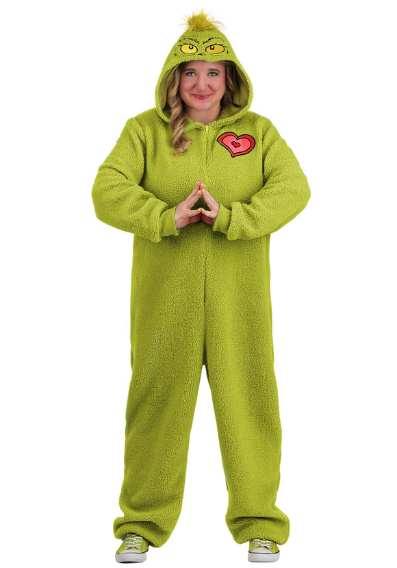 Plus Size Grinch Adult Costume Onesie | Christmas Costumes