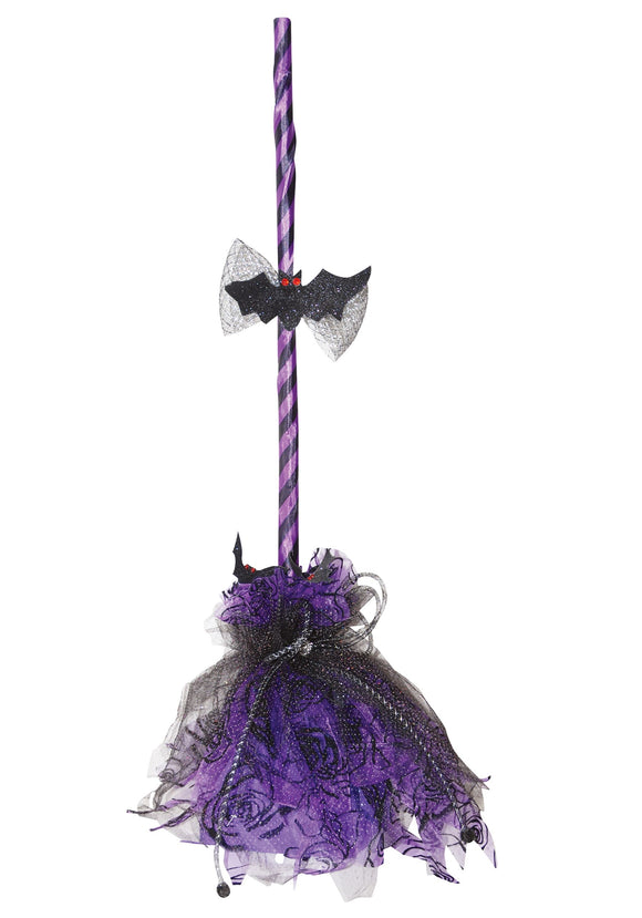 Purple Animated Shaking Broom Witch Costume Accessory