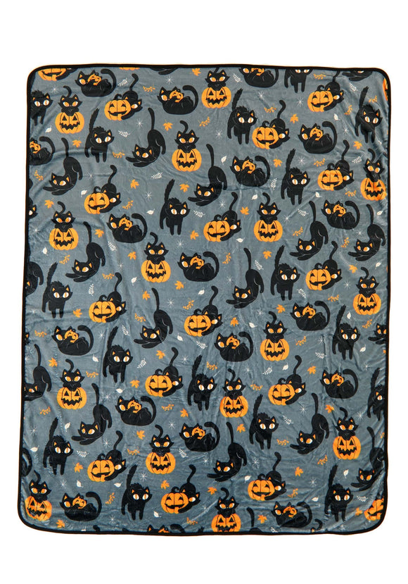 Quirky Black Kitty Comfy Throw