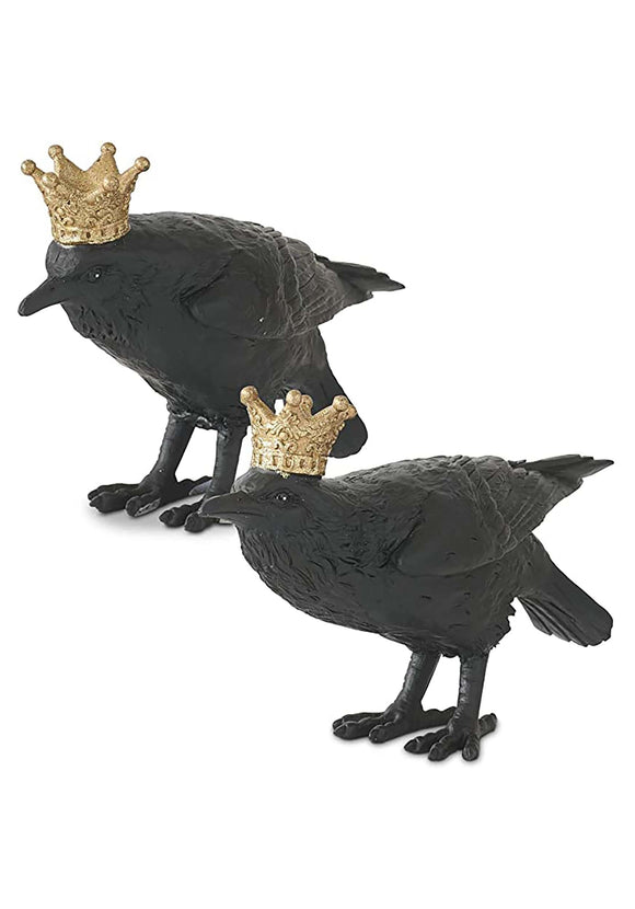 Set of Two Resin Gold Crowns Crows