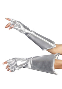 Silver Gauntlet Fingerless Costume Gloves