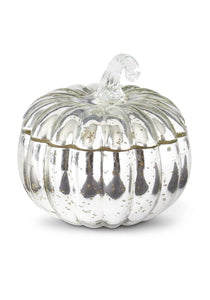 5.5" Silver Glass Pumpkin Candle Decoration