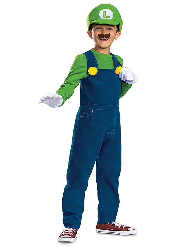 Kid's Super Mario Bros Premium Luigi Costume