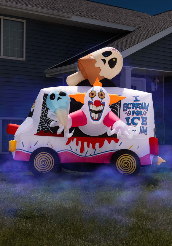 Sweet Shrieks Killer Clown Ice Cream Truck Inflatable Decoration