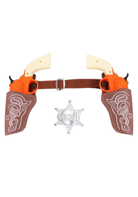 Western Costume Double Holster and Toy Gun Set | Cowboy Accessories