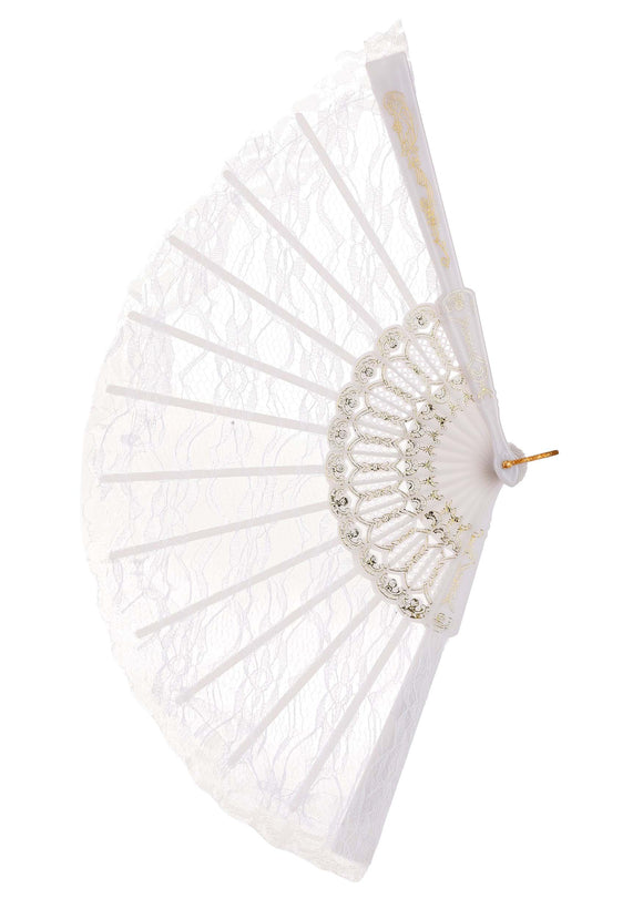 White Costume Lace Hand Fan | Historical Costume Accessories