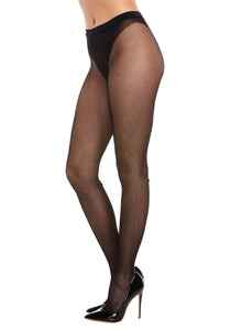 Black Fishnet Pantyhose with Solid Panty and Backseam Bow