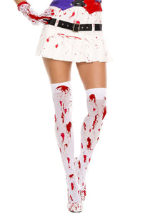 Blood Spatter Women's White Thigh High