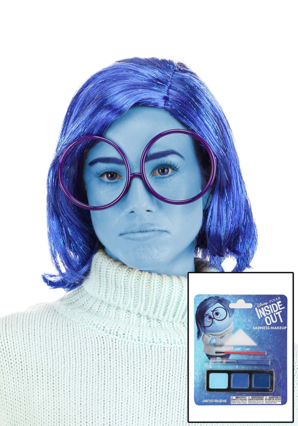Women's Disney Inside Out Sadness Wig & Glasses Costume Accessory Kit
