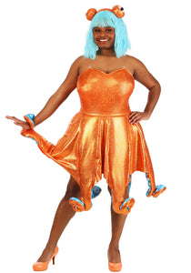 Women's Plus Size Orange Iridescent Octopus Costume | Sea Creature Costumes