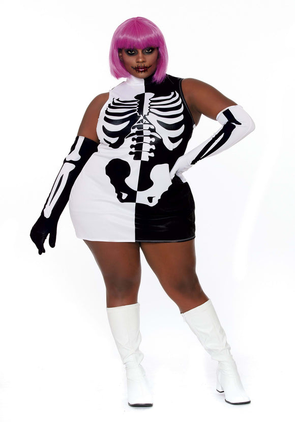 Women's Sexy Plus Size Parti-Skeleton Costume Dress