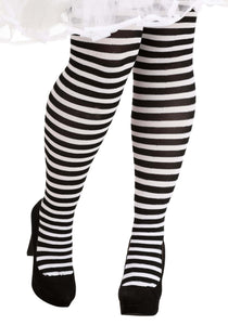 Plus Size Black/White Striped Women's Tights