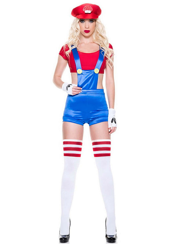 Women's Sassy Red Plumber Costume | Sexy Video Game Costumes
