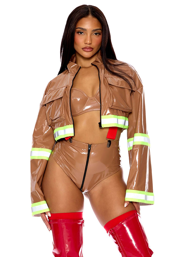 Sexy Patent Fire Fighter Captain Women's Costume | Fire Fighter Costumes
