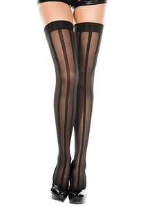 Women's Sheer Stripe Black Thigh Highs Stockings | Costume Tights