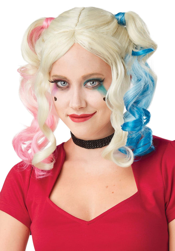 Women's Two Tone Harlequin Pigtail Costume Wig | Harley Quinn Accessories