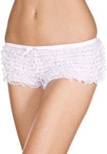 White Micro Lace Ruffle Tanga Women's Shorts | Women's Accessories