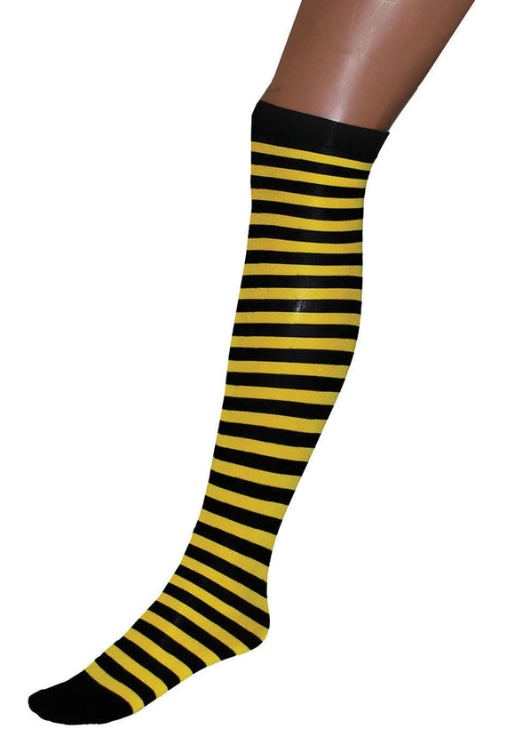 Women's Yellow/Black Over the Knee Costume Stockings | Knee High Stockings