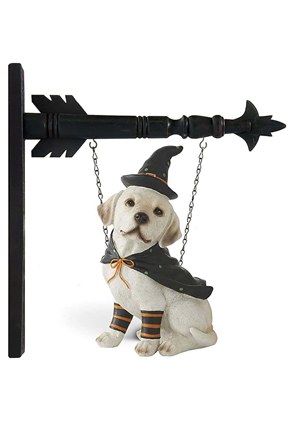 11.5 Inch Dog With Witch Hat Figure