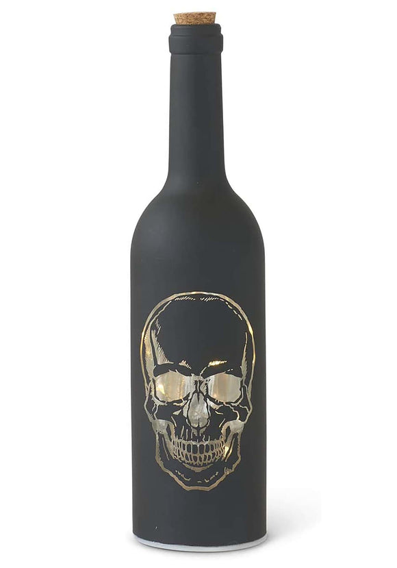 11 Inch LED Matte Black Halloween Skull Bottle Prop