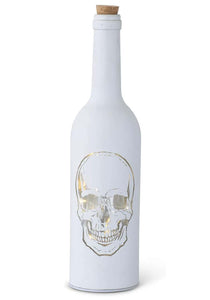 11" Matte White Halloween LED Skull Halloween Bottle