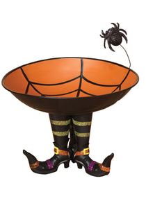 11.2" Metal Candy Bowl on Witch Boots with Spider