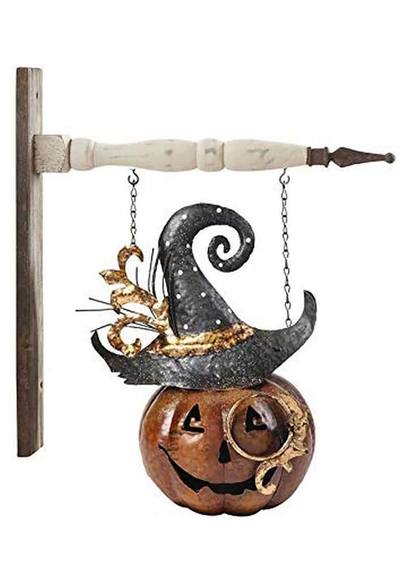 Metal Jack O Lantern with Hat 11