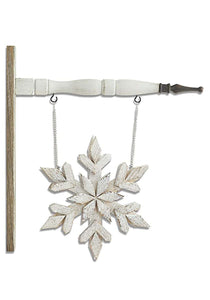 Eleven Inch Whitewashed Snowflake Arrow Figure