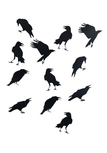 12 Piece 12" Crow Sticker Set