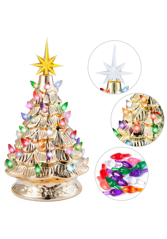 12 Inch Gold Ceramic Christmas Tree