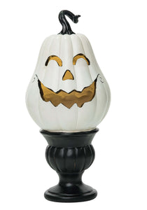 Light Up White Pedestal Pumpkin