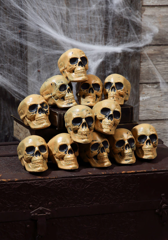 12 Piece Bag of Decorative Halloween Skull Prop