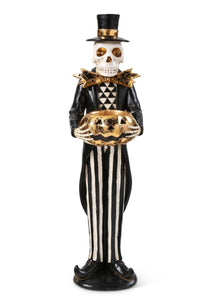 13" Skeleton Jack O' Lantern with Candle Figure