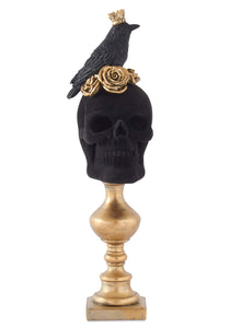 16" Black Velvet Skull w/ Roses