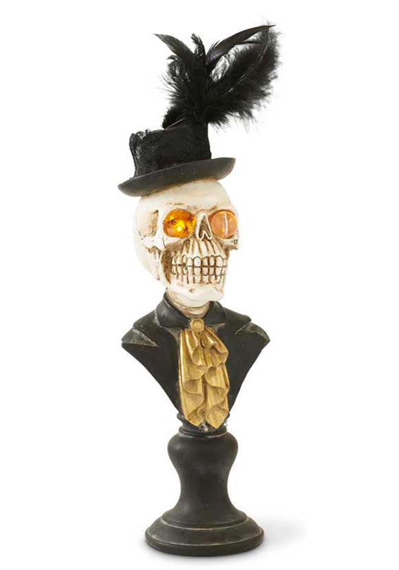 Skeleton Bust w/LED Eyes on Pedestal - 18