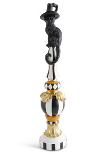 24 In Black, White & Orange Finial Decor with Cat