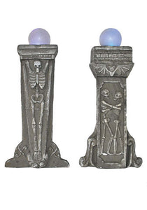 24" Skeleton Pillars with Light Up Globes