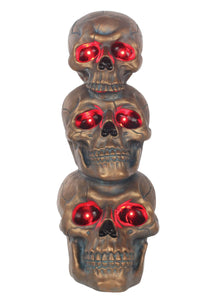 Bronze Light Up 27.5" Stack of Skulls