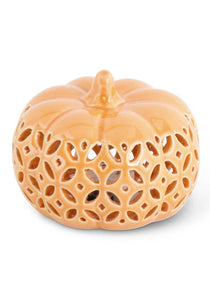 3.5" Orange Ceramic Cutout LED Pumpkin