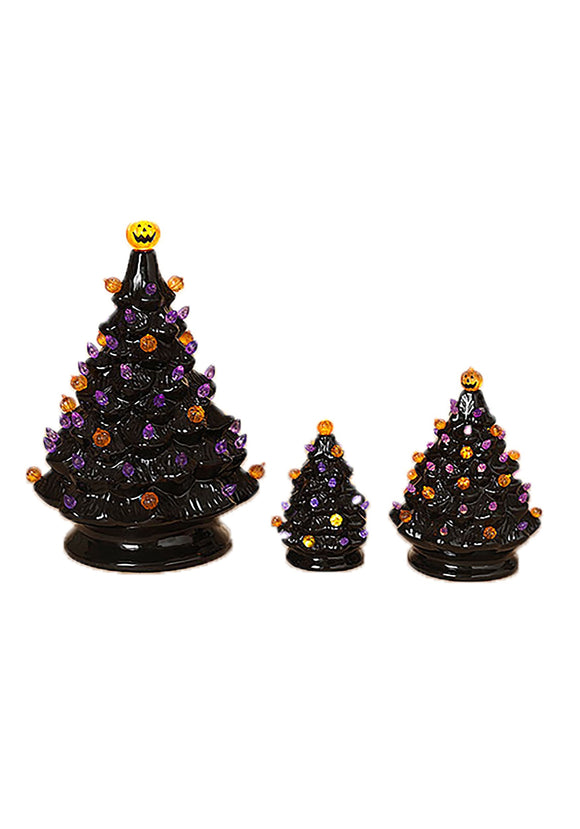 Three Lighted Dolomite Halloween Trees with Sound