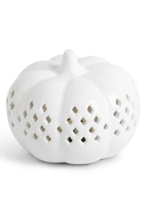 White Ceramic Cutout LED 3.5" Pumpkin