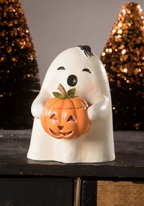 3.75" Ghost Gilbert with Pumpkin Halloween Decoration