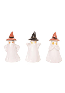 4" Light Up Ceramic Ghost Figures Set