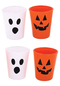 4 Pack Ghost and Pumpkin Halloween Shot Glass Set