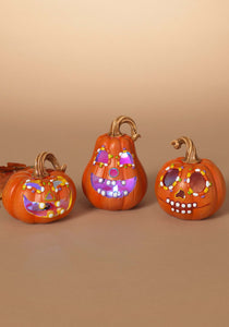 Set of Three 4" Halloween Sugar Skull Pumpkins